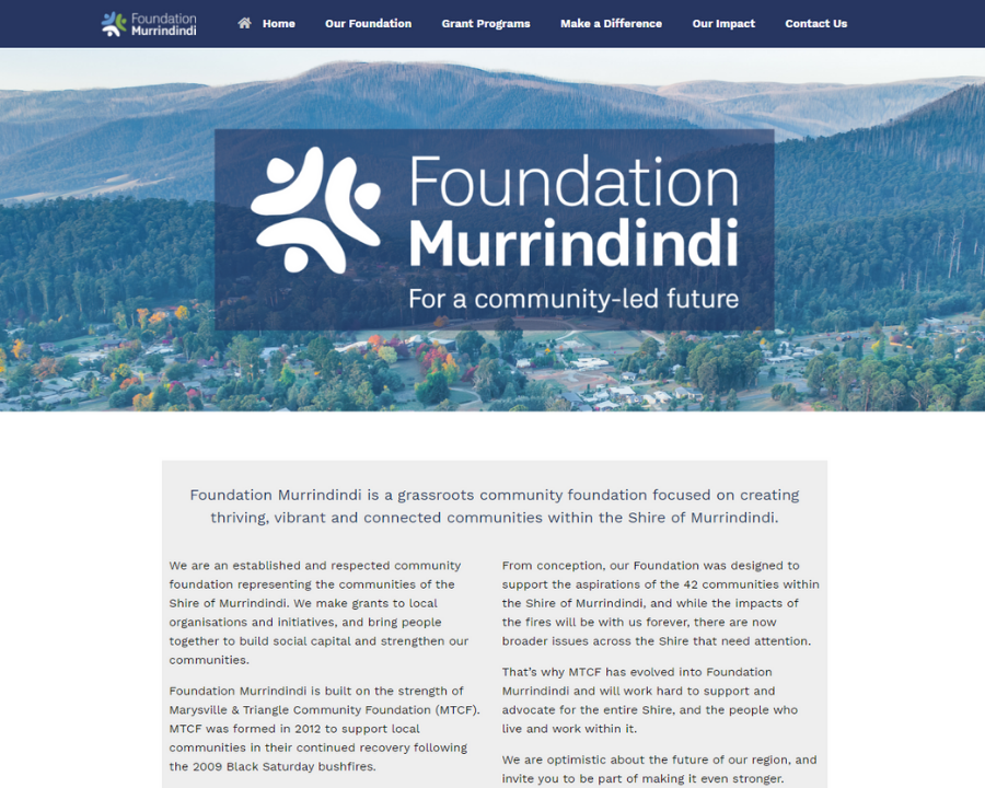 Foundation Murrindindi website homepage